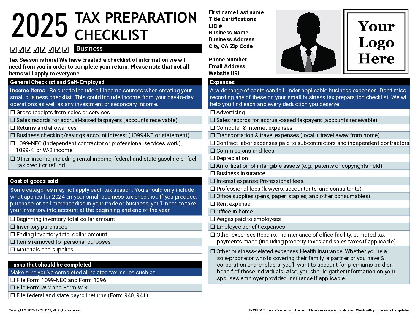 Tax Preparation Checklist: Business (PDF Only)