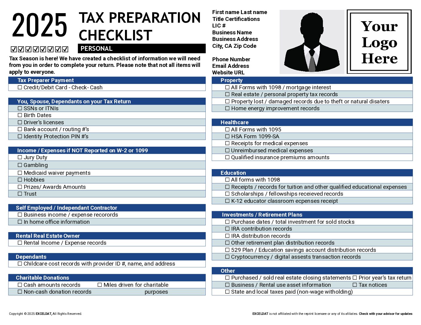 Tax Preparation Checklist: Personal